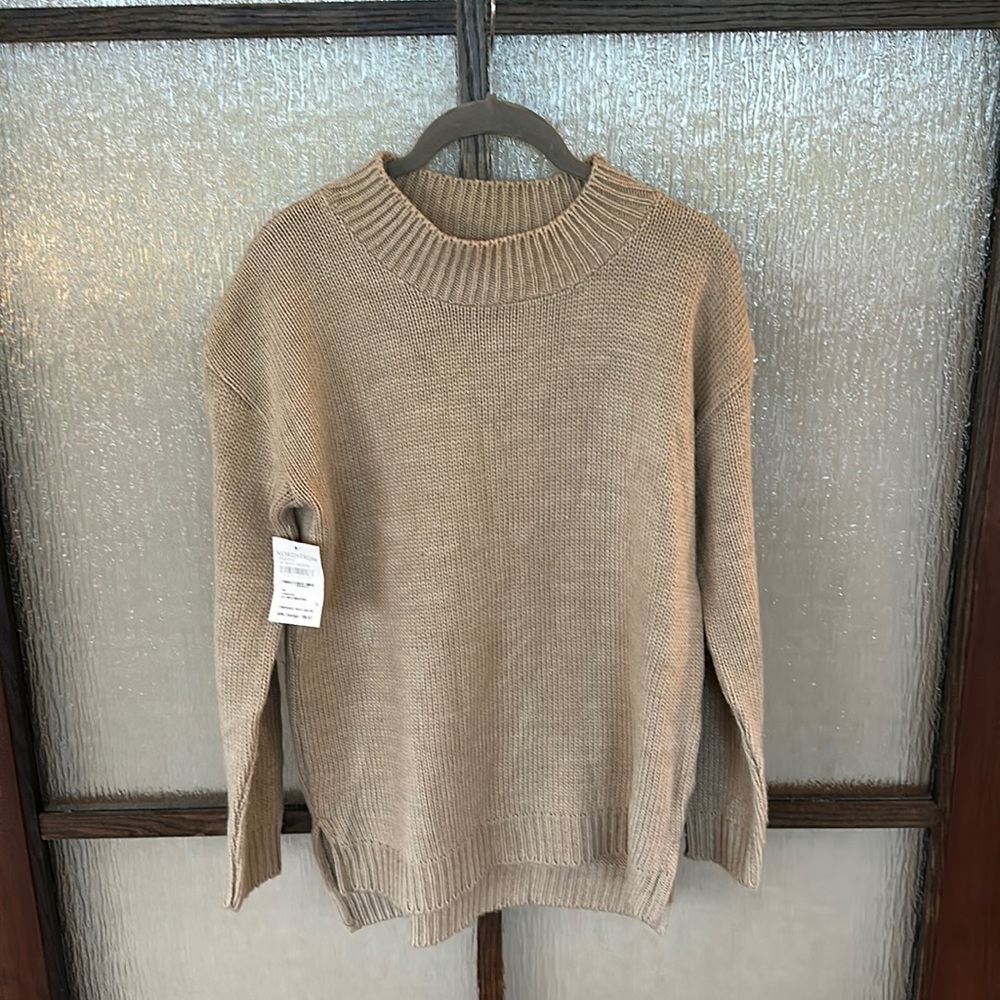 Cotton Emporium Chuck knit beige tunic sweater size small NWT